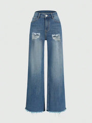 Solid dark wash flare jeans for versatile all-season styling