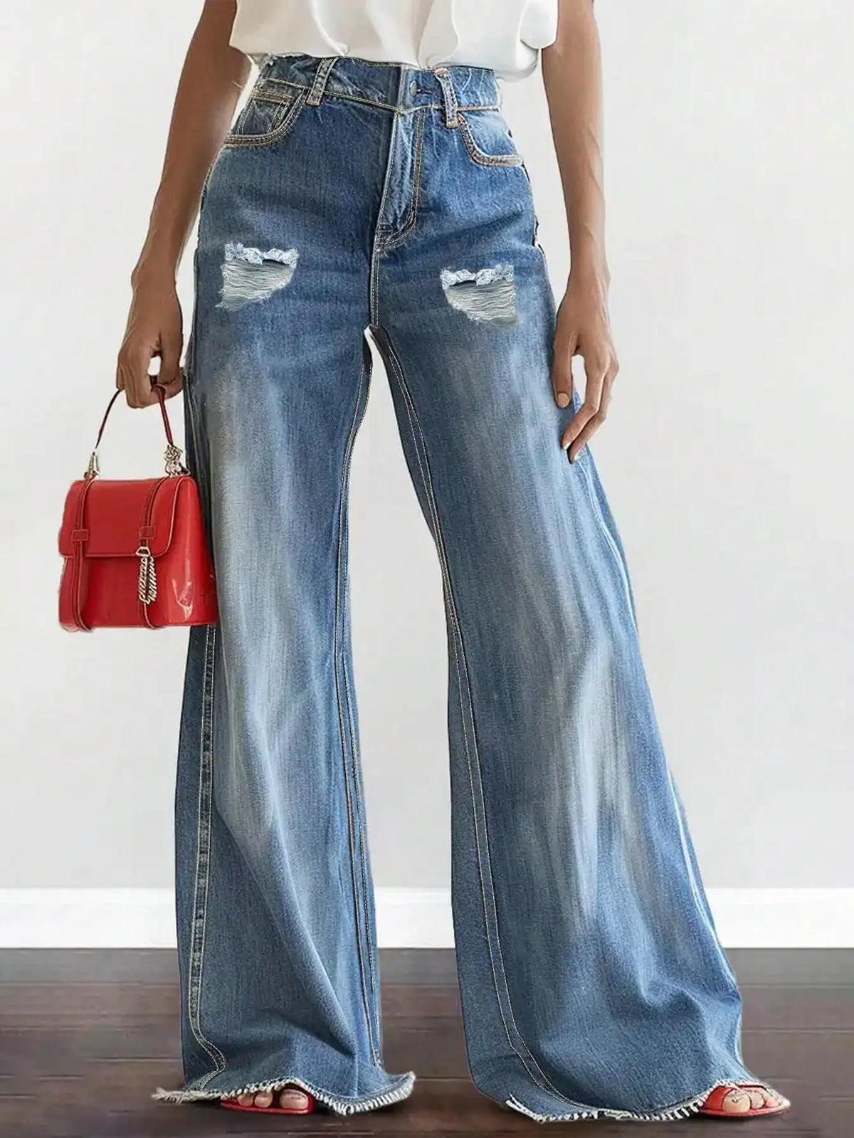 Maanga micro-flare jeans in blue dark wash denim