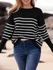 Bat sleeve crew neck sweater with retro-inspired loose drape