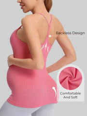 Sleeveless maternity tank top in a clean solid color