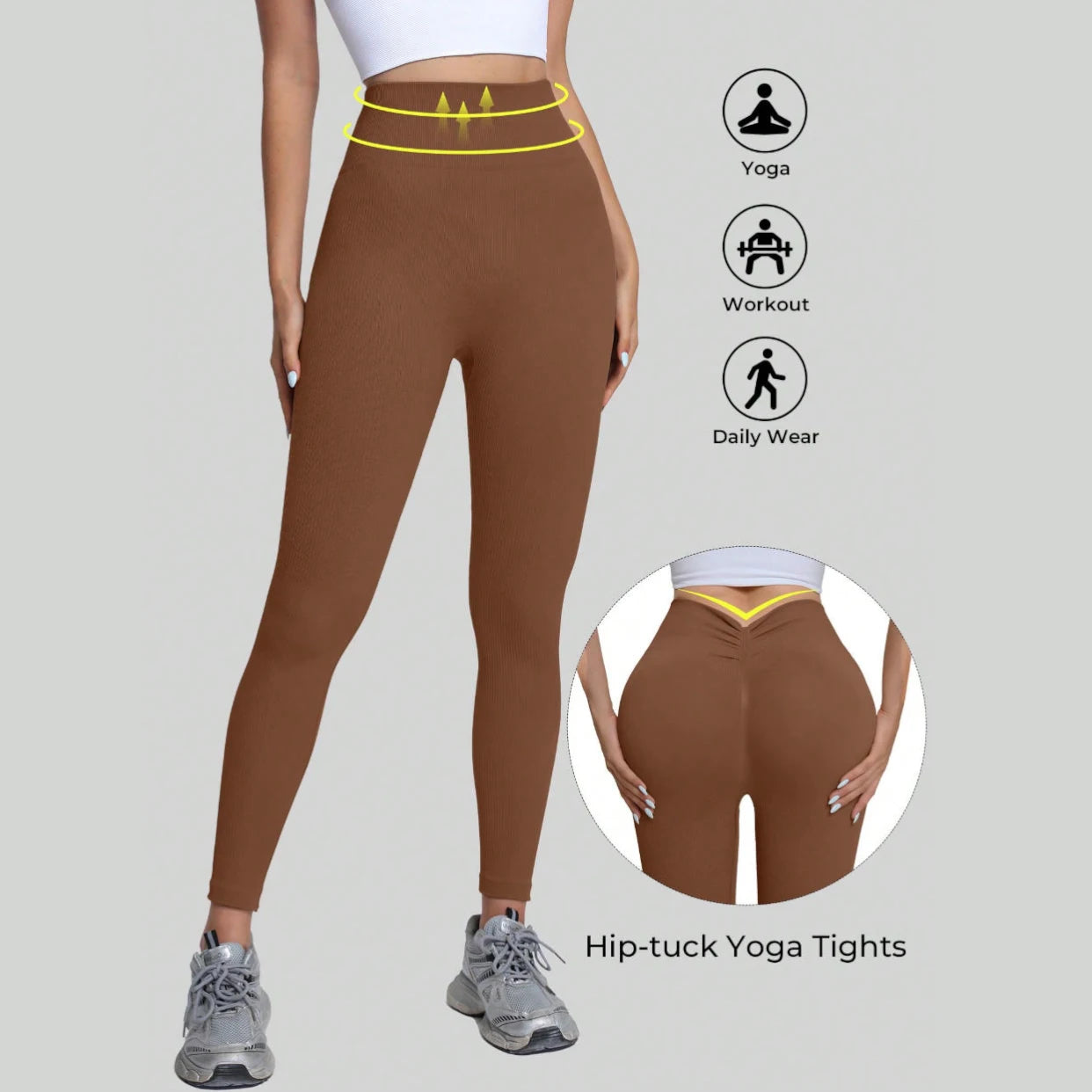 Women's V High Waist Seamless Yoga Pants Skinny Butt Lifting Quick Dry Threaded Sports Leggings