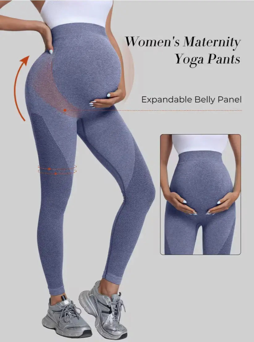 Maternity Solid Color High Waist Casual Leggings Abdominal Support Yoga Pilates Pregnancy Training Pants