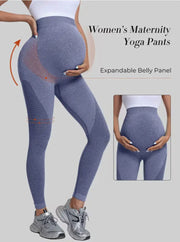 Ankle-length maternity leggings with stretchy elastic waistband