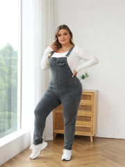 Plus size denim overalls with adjustable straps for all-day comfort