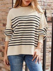 Anti-pilling 100% polyester striped pullover for cozy everyday wear