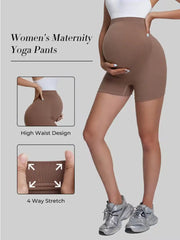 High-waist maternity shorts in breathable spandex-nylon blend