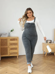 High waist denim overalls in soft cotton-polyester blend with a flattering regular fit
