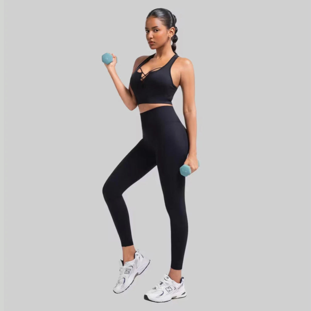 Women's Backless Strappy Sports Bra Anti-exposure  Shockproof Yoga Bra Soft Breathable Fitness  Running Pilates Bra