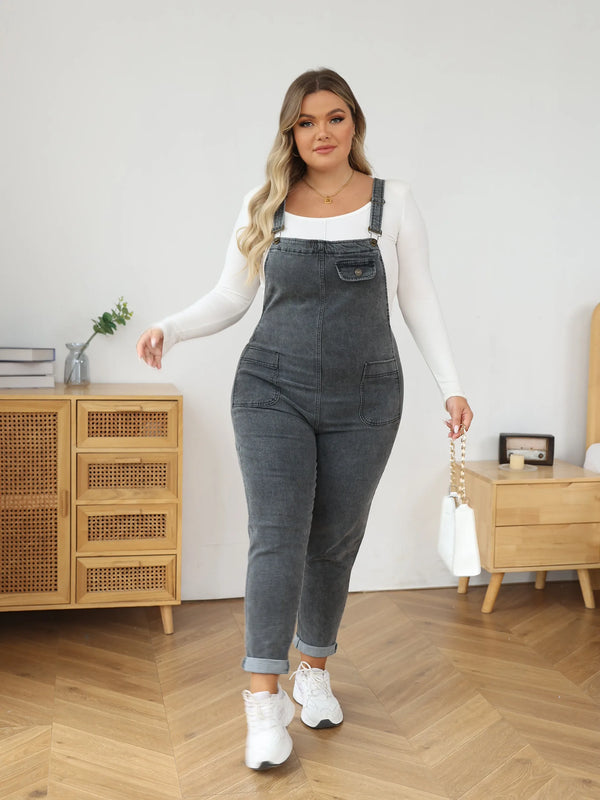 Denim Jumpsuit for Women — High-Waist Plus Size Vintage Overalls