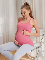 Moisture-wicking maternity racerback tank for training