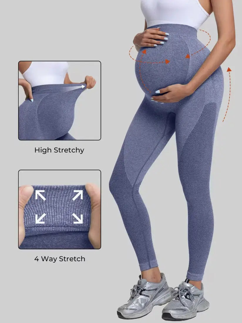 Maternity Solid Color High Waist Casual Leggings Abdominal Support Yoga Pilates Pregnancy Training Pants