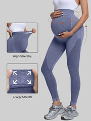 High waist maternity leggings in breathable polyester nylon blend
