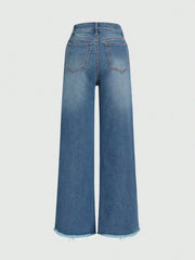 Poly-cotton blend micro-flare jeans with leg-lengthening cut