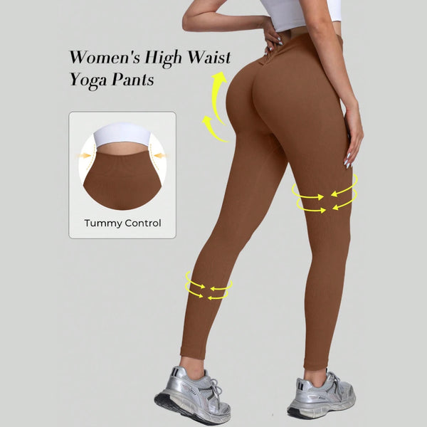 Black Butt Lifting Leggings High Waisted Seamless V Yoga Pants