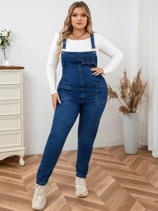 Denim Jumpsuit for Women — High-Waist Straight-Leg Vintage Overall, Plus Size