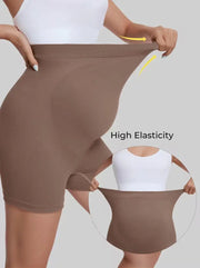 Seamless maternity yoga shorts with tummy-control fit