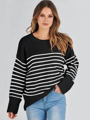 Blue pullover sweater styled for casual fall and winter layering