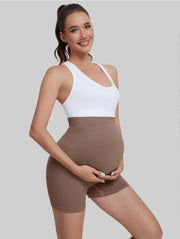 Belly support maternity shorts with smooth seamless construction