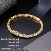 4MM round brilliant-cut cubic zirconia tennis bracelet on polished brass base