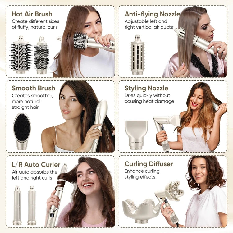 8 in 1 Air Styler Hair Styling Tools Professional Salon Multi Styler Automatic Wrap Curlers Ionic 110000RPM Hair Blow Dryer