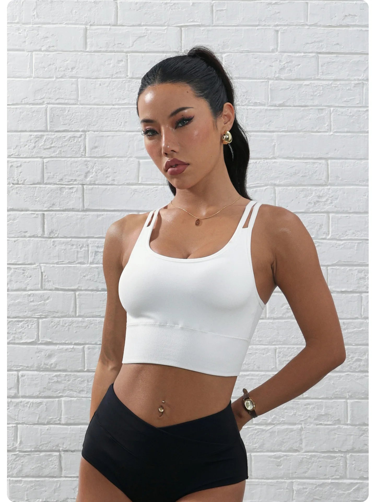 Women's Fitness High-Intensity Breathable Yoga Sports Bra Shock-Proof Fixed Cup with Removable Chest Pads