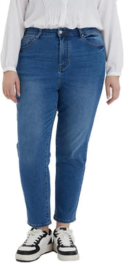 Maanga blue high-waist denim jeans, elegant year-round wear