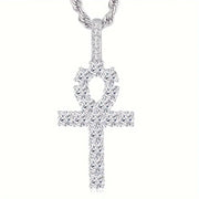 Iced Out Cross Pendant Necklace with round brilliant-cut cubic zirconia