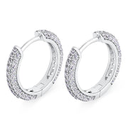 5A CZ Round Stud Earrings in silver-tone 15MM sterling silver