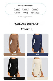 One-piece golf skort with full-length sleeves and clean modern look