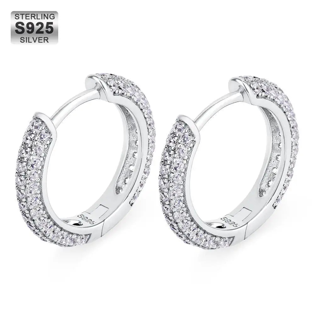 14K Gold Plated 925 Silver CZ Huggie Hoop Earrings