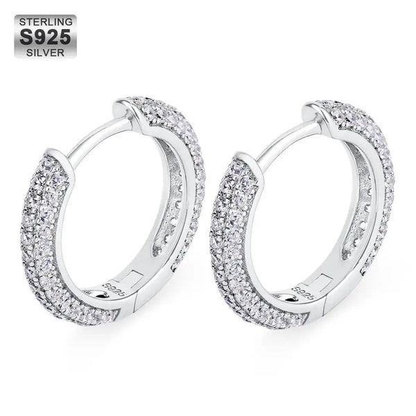 Gold Earrings — 14K Gold Plated 925 Sterling Silver CZ Huggie Hoop Earrings