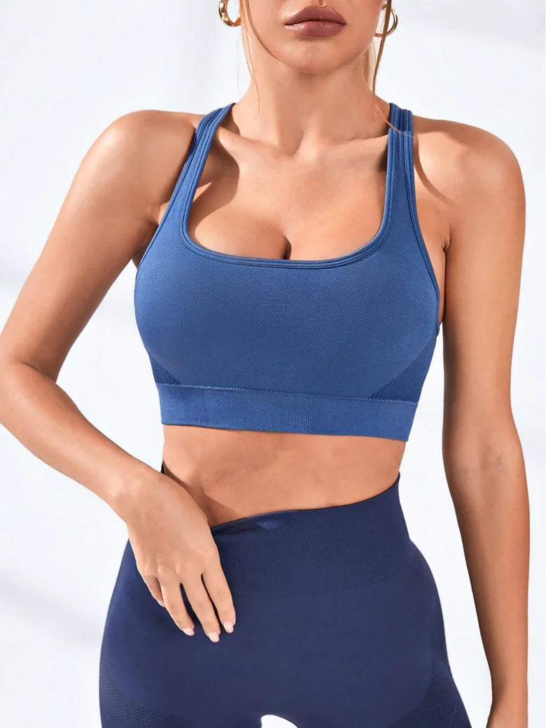 Women's Racerback High Support Sports Bras Moisture-Wicking Quick Dry Shockproof Sleeveless Workout Tank Tops