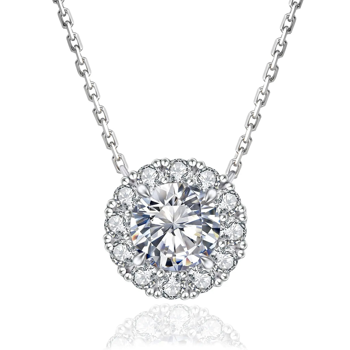 Silver-Flower moissanite cross pendant necklace in 925 sterling silver