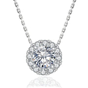 Silver-Flower moissanite cross pendant necklace in 925 sterling silver