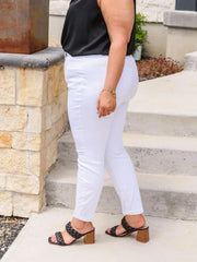Polyester cotton blend high waist jeans with sleek pencil silhouette