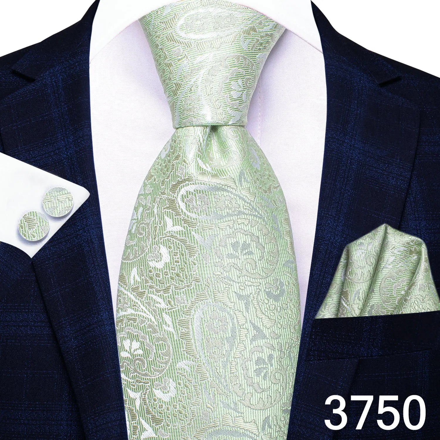 Free Shipping Business Design Jacquard Paisley Mens Silk Tie Gift Tie Cufflinks Hanky 3pc One Set