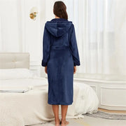 Long sleepwear robe with relaxed easy-wear fit