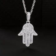 Maanga iced-out Hamsa pendant with claw-set CZ detail