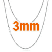Cuban Link Chain Necklace in silver tone, slim 3mm width