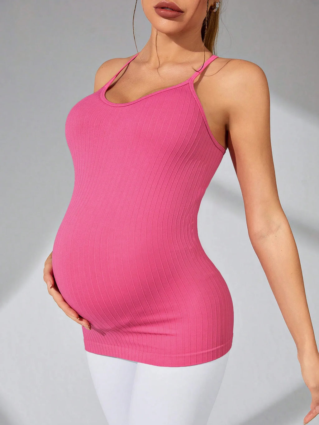Women's Maternity Racerback Yoga Tank Tops Moisture-Wicking Sweat-Absorbing Quick-Dry Slim Fit Pregnancy Training Tops