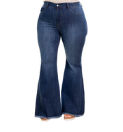 Maanga plus size high waist flare denim jeans with wide-leg cut