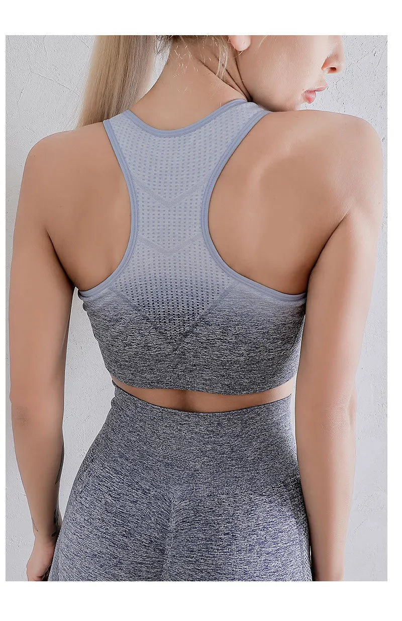 Women's Seamless Tie-Dye Yoga Bra High Elastic Breathable Quick-Dry Sports Bra for Fitness Running