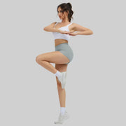 Stay-put high-elastic waistband yoga shorts for squats and stretches
