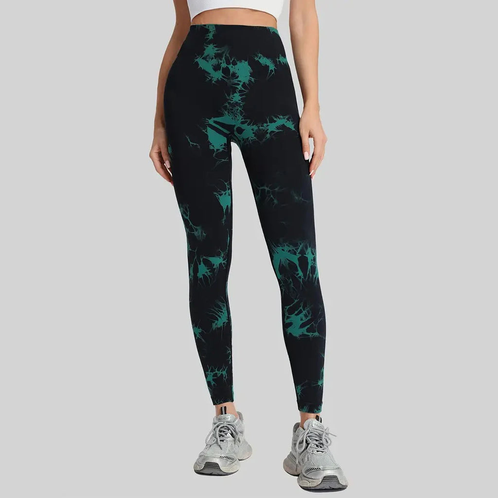 Women's High Waist Hip Lifting Quick Drying Tie Dye Yoga Pants Sports Leggings for Training, Sport, Running