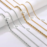 Unisex 3mm rope chain necklace by Maanga in durable 316L stainless steel