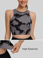 Four-way stretch crop tank with crew neckline