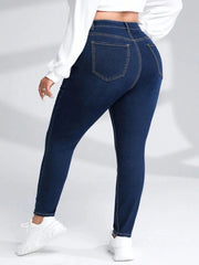 Distressed skinny denim pants with zipper fly closure