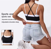 Sports vest featuring adjustable cross-strap back detail