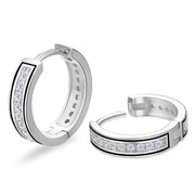 Maanga CZ huggie hoop earrings in sterling silver finish