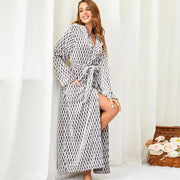 Plush spa print robe for slow mornings and post-bath comfort